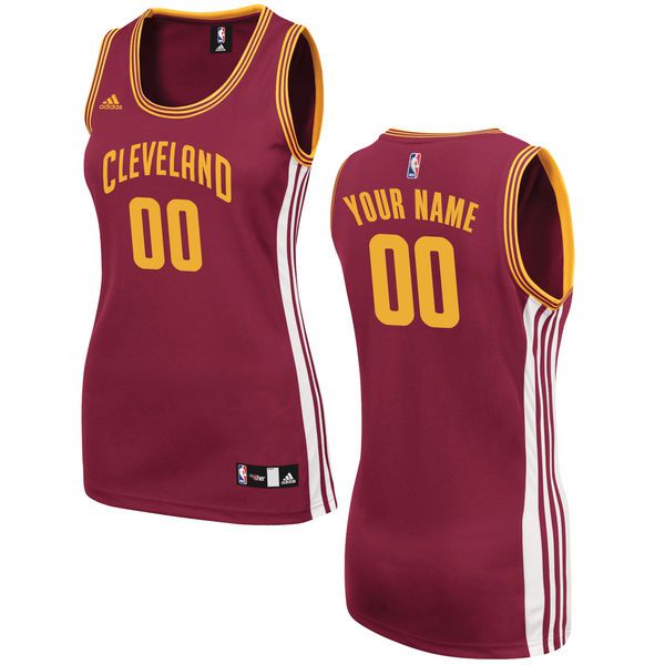 Women Adidas Cleveland Cavaliers Wine Custom Replica Road Red NBA Jersey